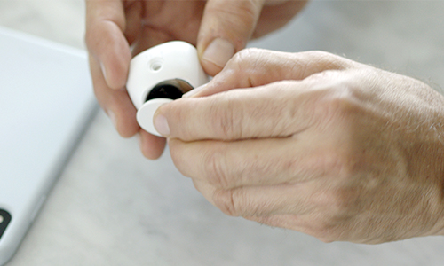 upclose shot of the power source on the ecobee SmartSensor